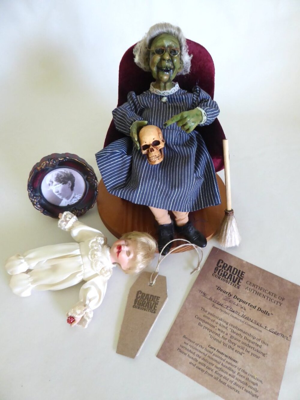 OOAK 8” WITCH GOTHIC HORROR SCARY PORCELAIN DOLL HANSEL GRETEL PROP ODDITY